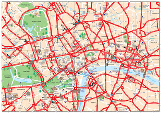 Cartina turistica di musei, giro turistico, attrazioni e monumenti di Londra