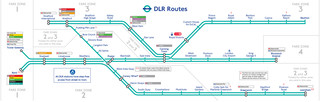 Cartina della rete ferroviaria Docklands Light Railway (DLR) di Londra