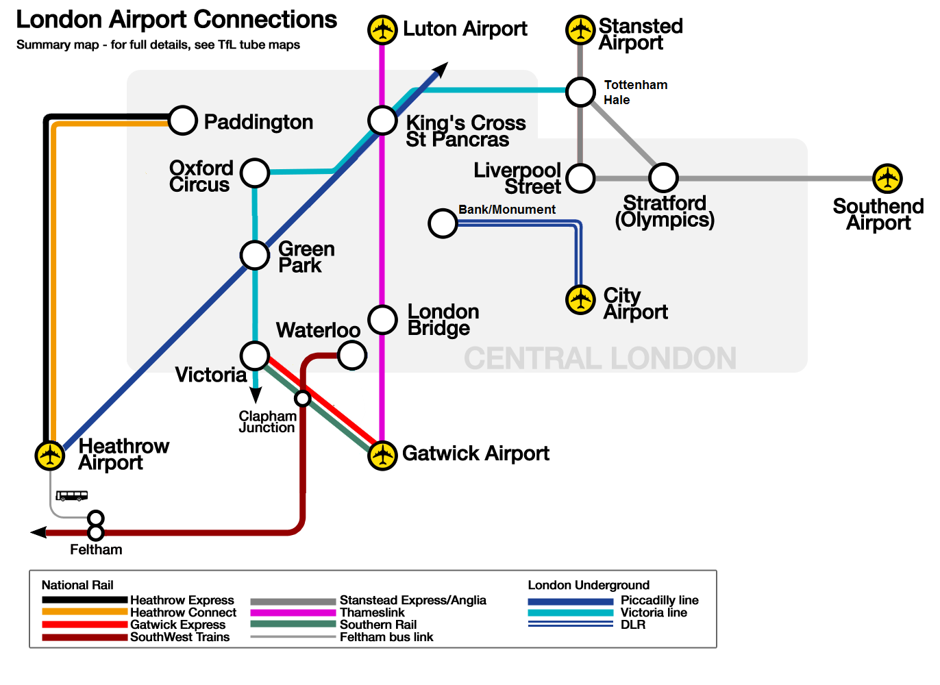 Mappa E Cartina Degli Aeroporti Ei Terminal Di Londra