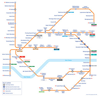 Cartina della rete ferroviaria London Overground