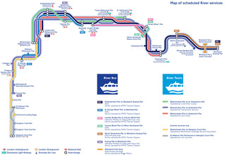 Cartina del rete traghetto di Londra