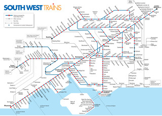 Cartina della rete ferroviaria South West Trains