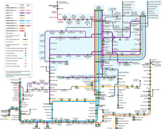 Cartina della rete ferroviaria Southern Railway