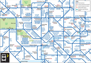 Cartina del rete autobus notturno di Londra