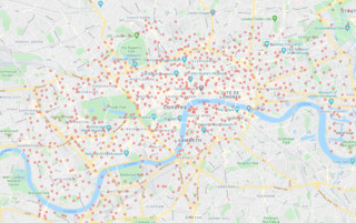 Mappa delle stazioni di Santander Cycles London
